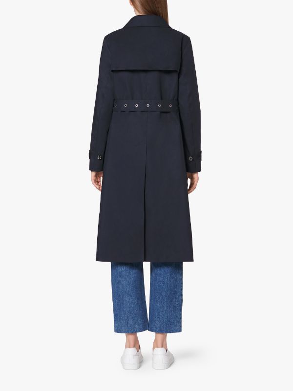 ROSLIN Navy RAINTEC Cotton Single Breasted Trench Coat | LM-061FD