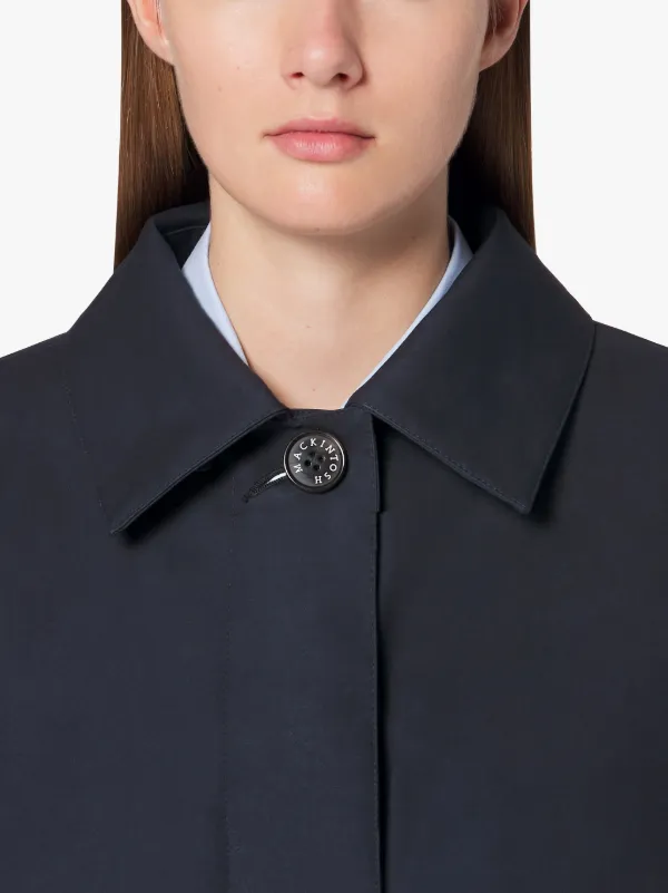 ROSLIN Navy RAINTEC Cotton Single Breasted Trench Coat | LM-061FD