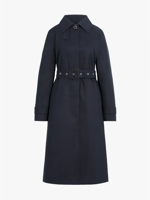 ROSLIN Navy RAINTEC Cotton Single Breasted Trench Coat | LM-061FD