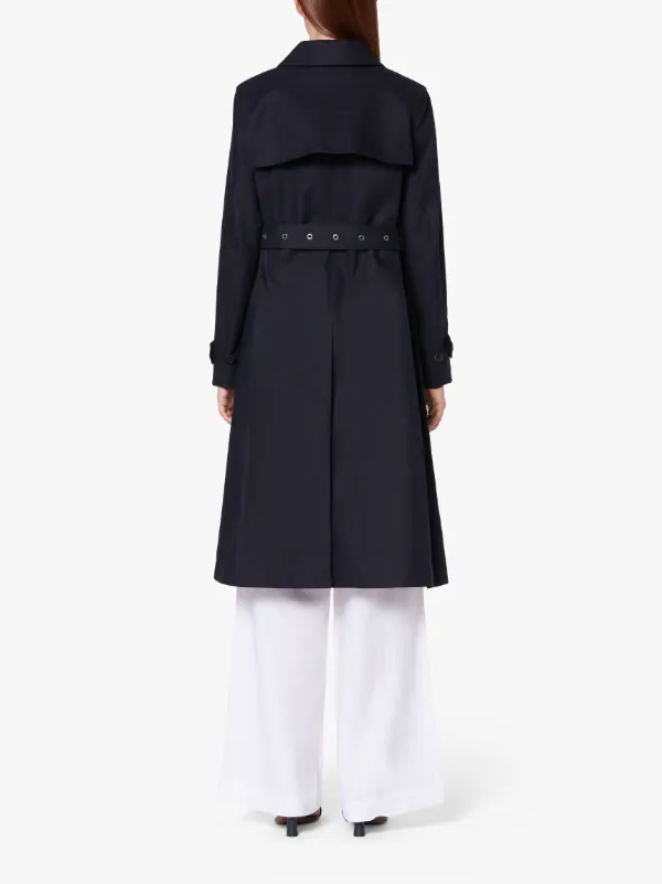 ROSLIN Navy RAINTEC Linen Single Breasted Trench Coat | LM-061B