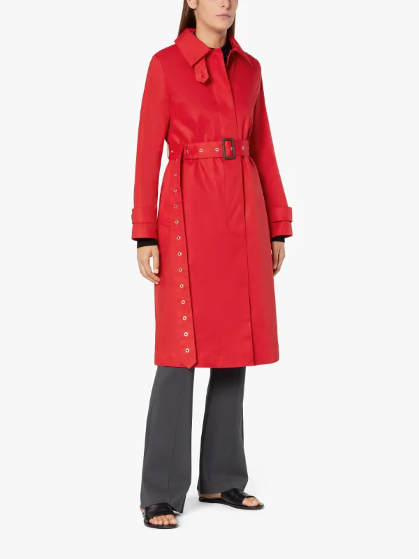 ROSLIN Red RAINTEC Cotton Single Breasted Trench Coat | LM-061B