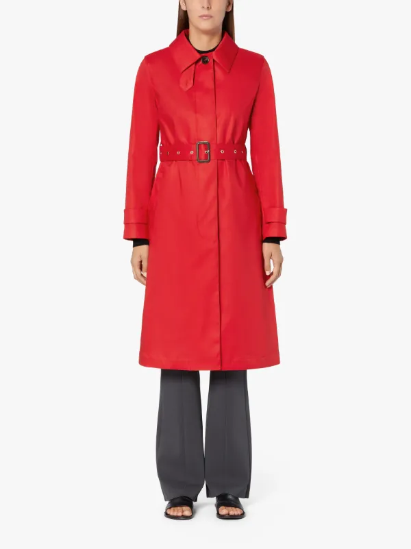 ROSLIN Red RAINTEC Cotton Single Breasted Trench Coat | LM-061B