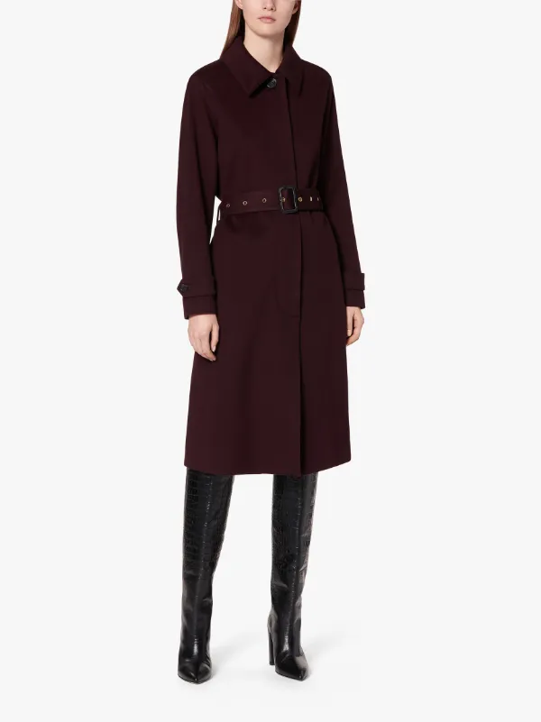 ROSLIN Wine Storm System Wool Single Breasted Trench Coat | LM-061F