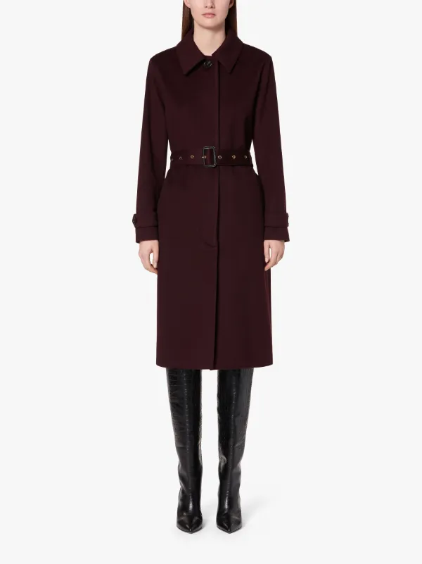 ROSLIN Wine Storm System Wool Single Breasted Trench Coat | LM-061F