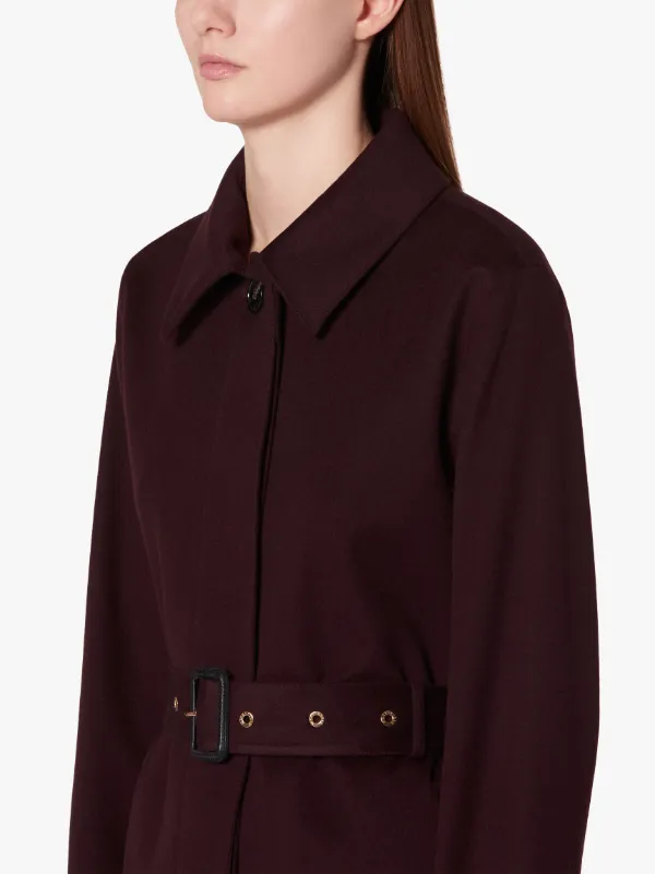 ROSLIN Wine Storm System Wool Single Breasted Trench Coat | LM-061F