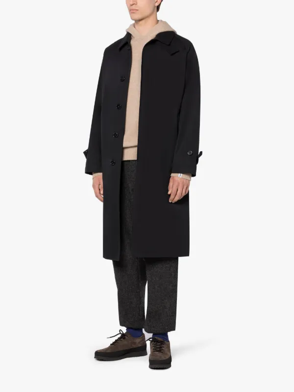 SELWYN Black Cotton Overcoat | Mackintosh