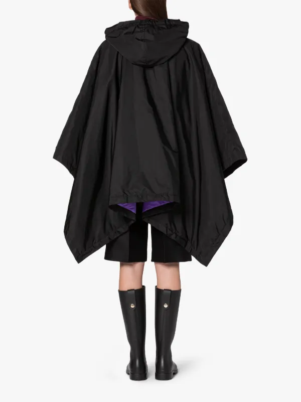 SIMA Black Nylon Hooded Poncho