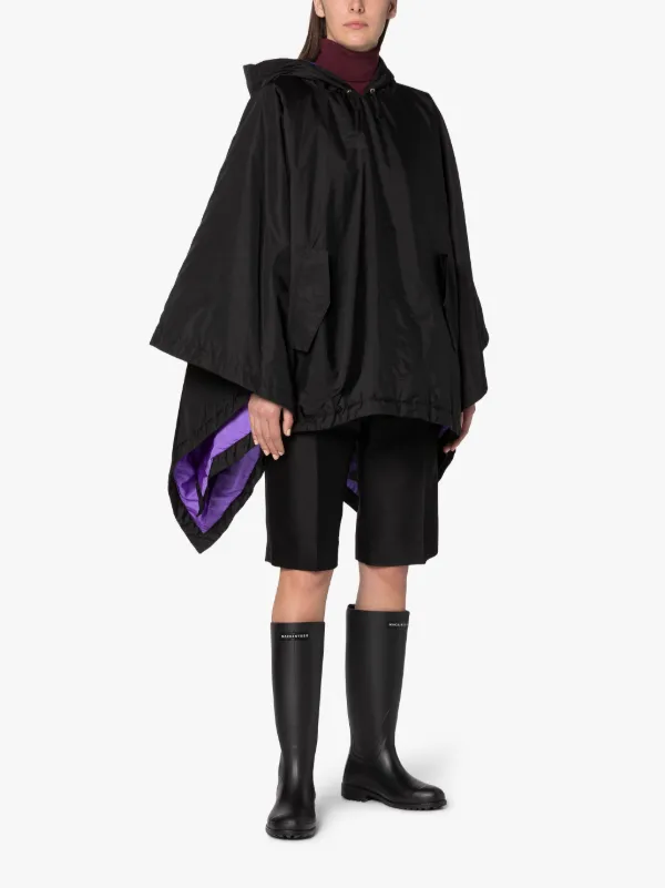 SIMA Black Nylon Hooded Poncho