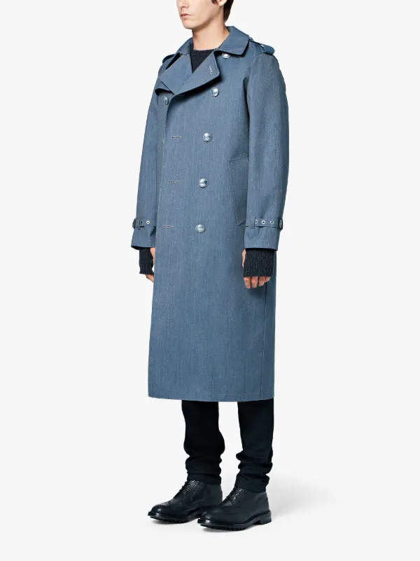 SLAM JAM Grey Reflective Wool Trench Coat