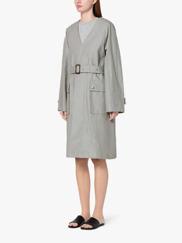 Slate Linen V-Neck Coat LM-096B