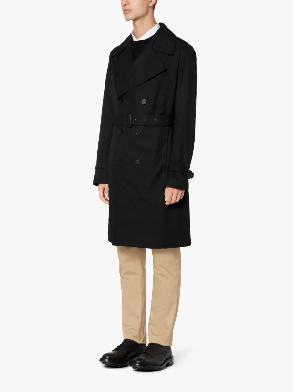 black gabardine trench coat