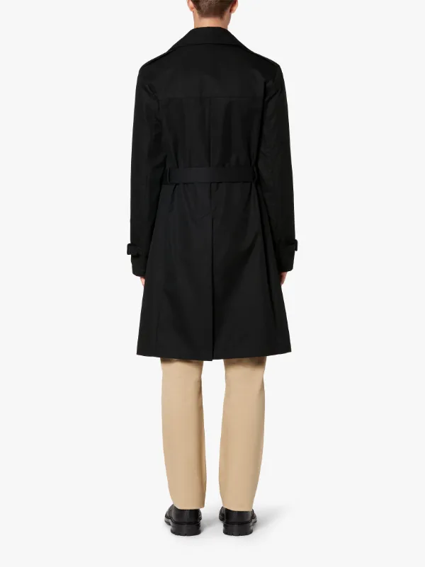 ST ANDREWS Black Gabardine Cotton Trench Coat | GMC-101