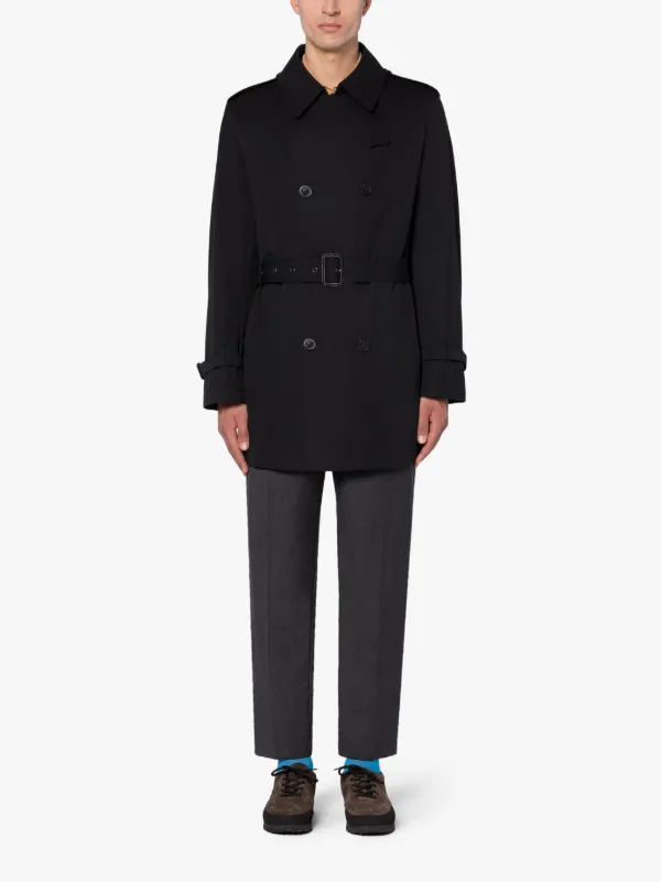 ST JOHN Black Cotton Short Trench Coat | Mackintosh