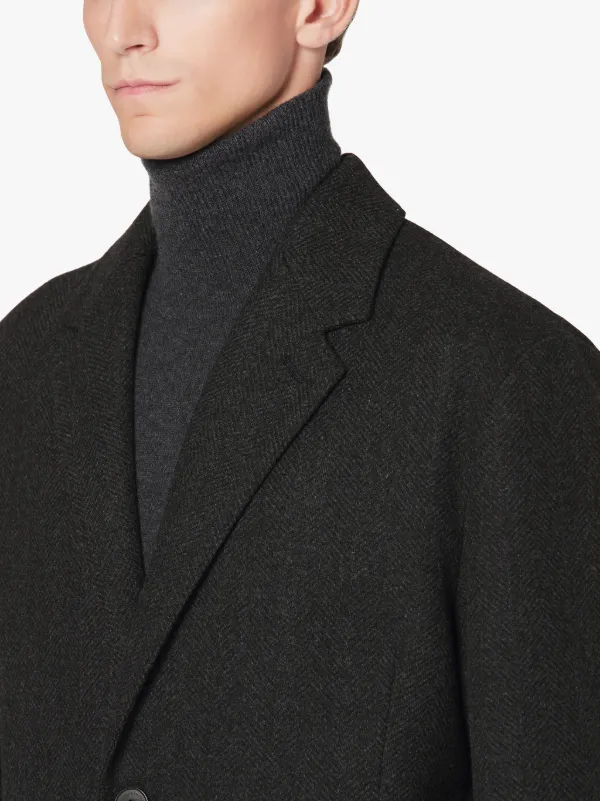 STANLEY Charcoal Storm System Herringbone Wool Coat | GM-1007F