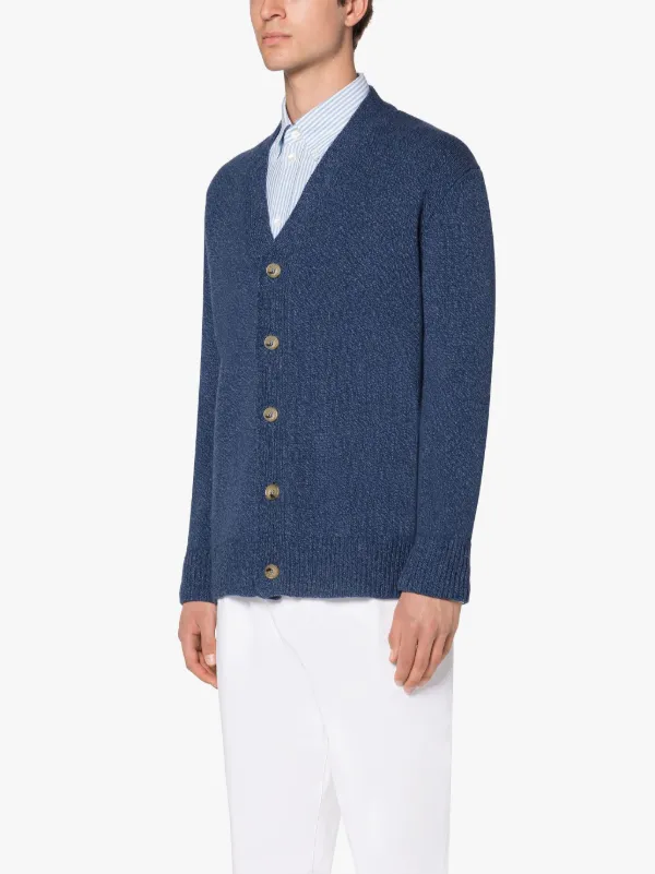 STOCKHOLM Dark Blue Merino Wool & Cashmere Cardigan