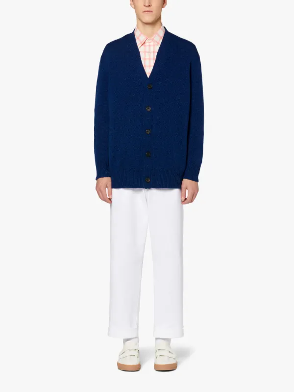 STOCKHOLM Navy Merino Wool & Cashmere Cardigan | GKF-300