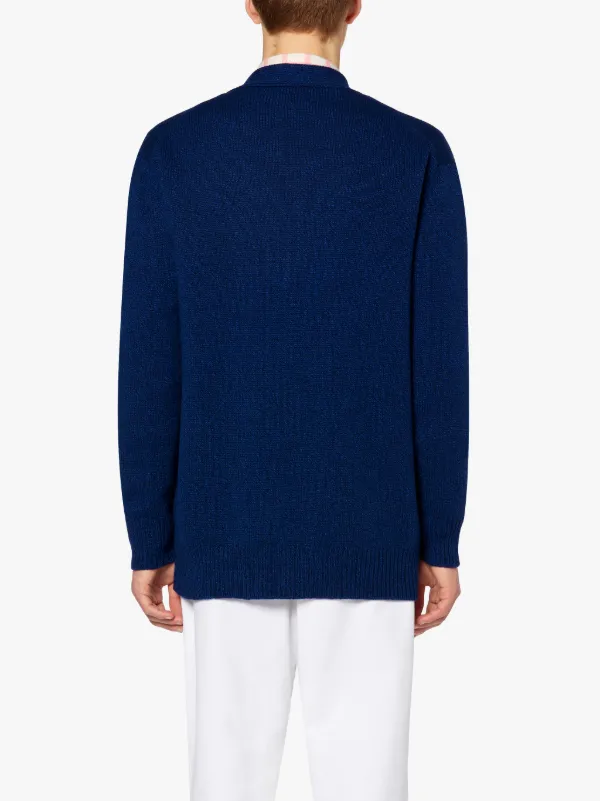 STOCKHOLM Navy Merino Wool & Cashmere Cardigan | GKF-300