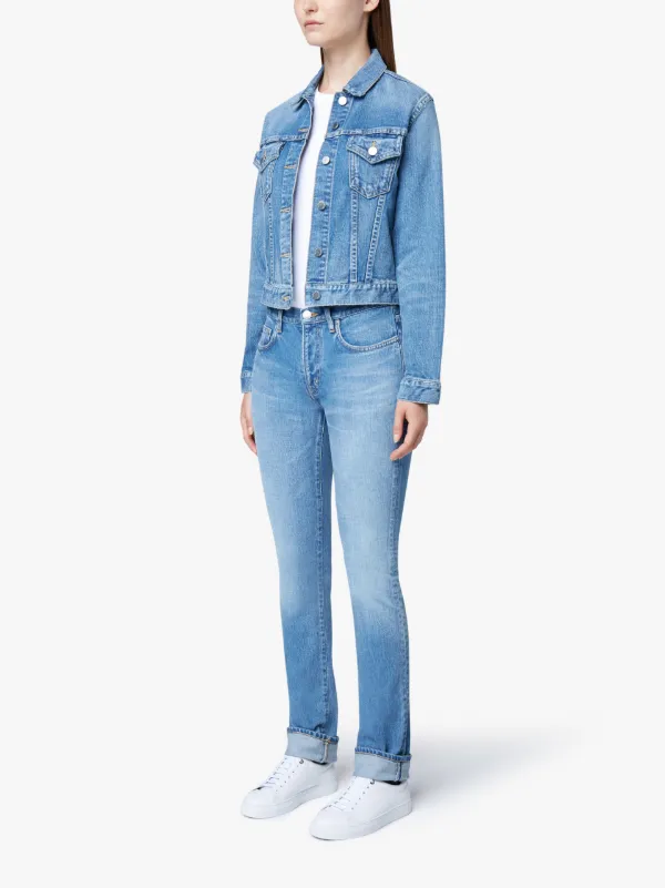 Stone washed jeans jacket on sale womens