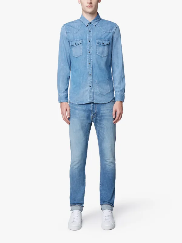 Straight Stone Washed Denim Jeans