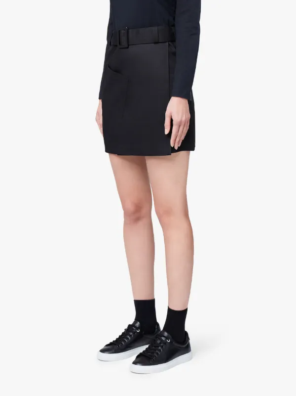 Tara Black Bonded Cotton Mini Skirt