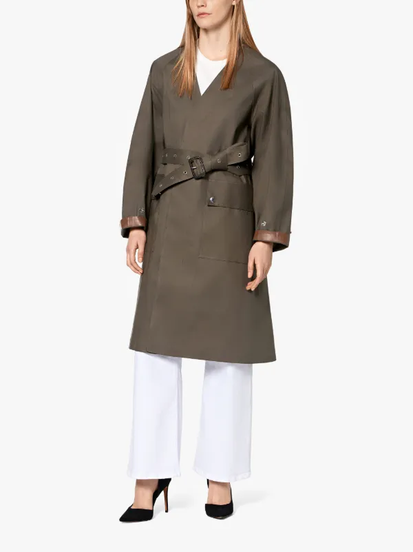 Taupe Bonded Cotton V-Neck Coat LR-096