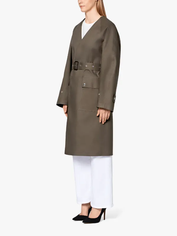 Taupe Bonded Cotton V-Neck Coat LR-096