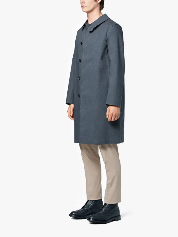 Teal Grey Bonded Cotton 3/4 Coat GR-001