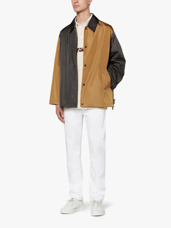 TEEMING Asphalt x Camel Nylon Colour Block Coach Jacket | GMM-201