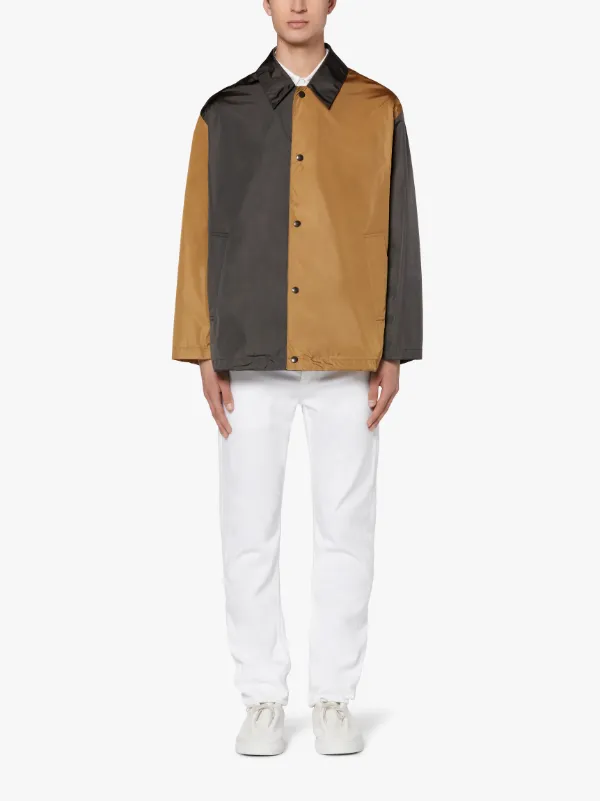 TEEMING Asphalt x Camel Nylon Colour Block Coach Jacket | GMM-201