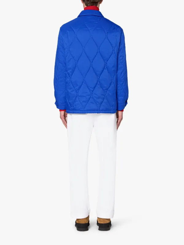 TEEMING Blue Nylon Quilted Coach Jacket