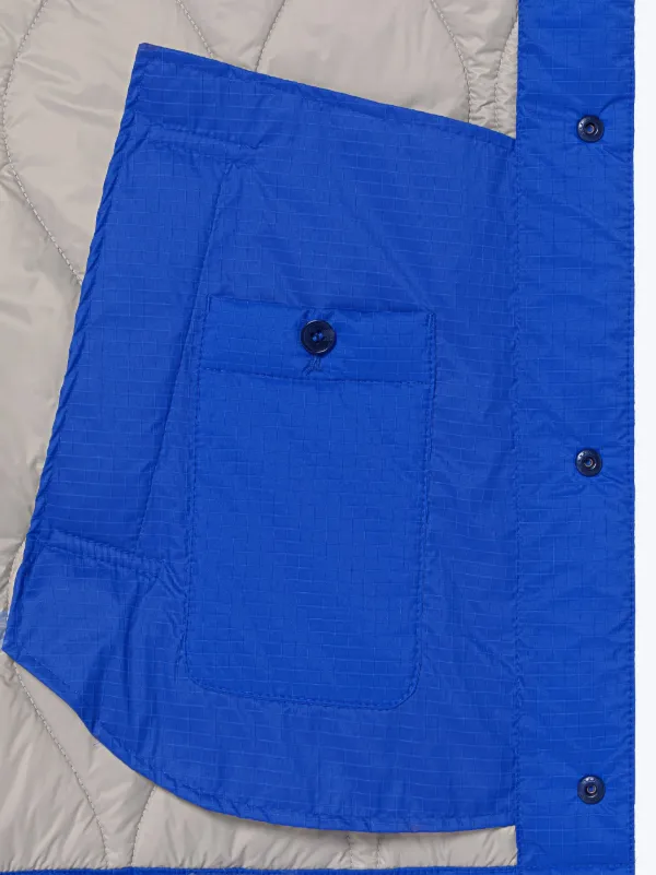 TEEMING Blue Nylon Quilted Coach Jacket