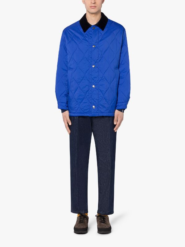 TEEMING Blue Nylon Quilted Coach Jacket