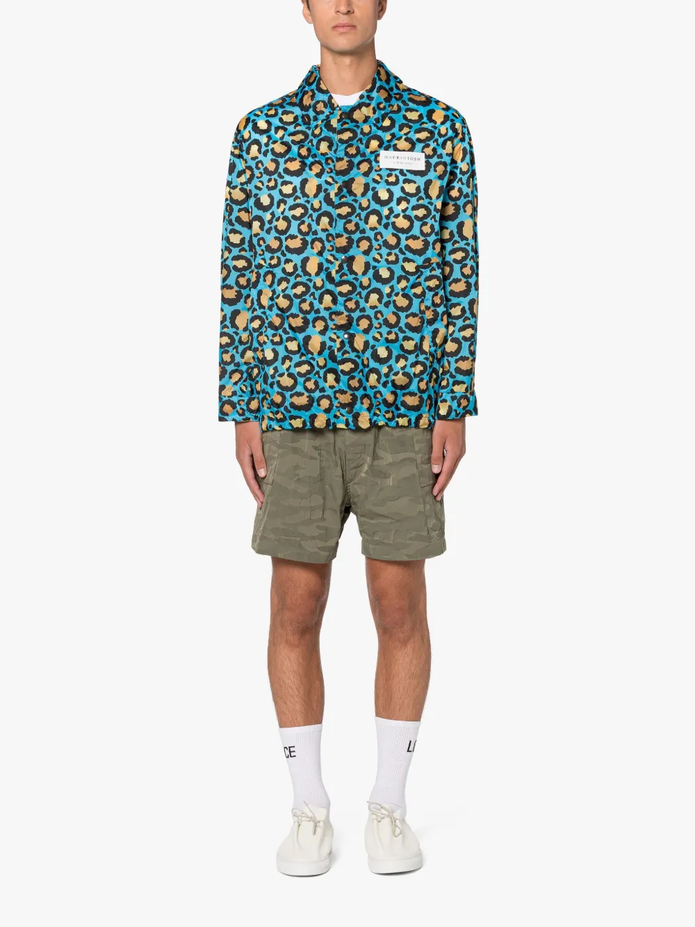 TEEMING Leopard Print Nylon Packable Coach Jacket | Mackintosh