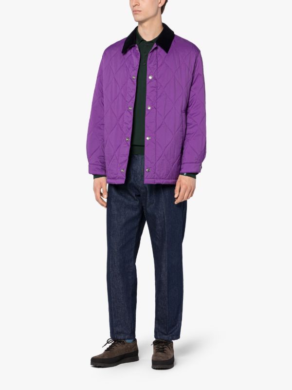 TEEMING Purple Nylon Quilted Coach Jacket Mackintosh