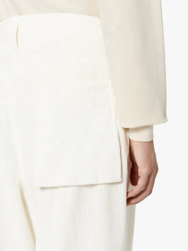 TOKYO Ivory Linen & Cotton Blend Oversized Corduroy Trousers | GTF-300