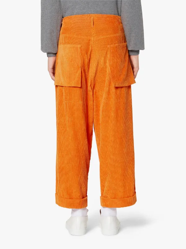 TOKYO Orange Linen & Cotton Blend Oversized Corduroy Trousers | GTF-300