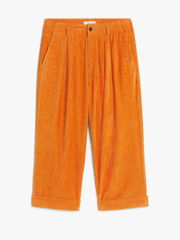 TOKYO Orange Linen & Cotton Blend Oversized Corduroy Trousers | GTF-300