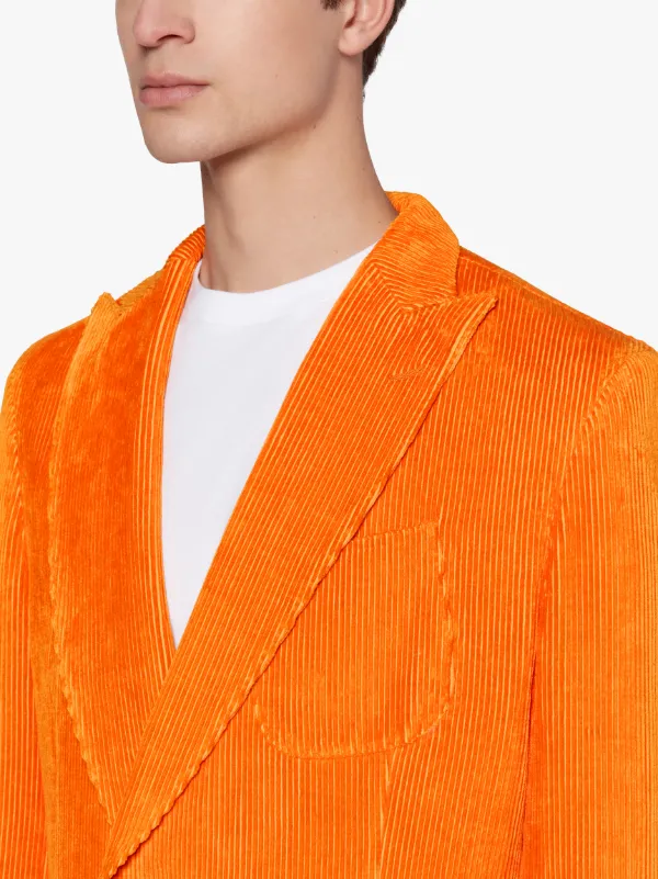 TOKYO Orange Linen & Cotton Corduroy Double Breasted Jacket | GBF-100