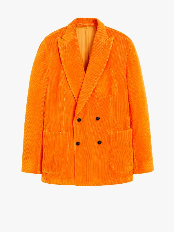 TOKYO Orange Linen & Cotton Corduroy Double Breasted Jacket | GBF-100