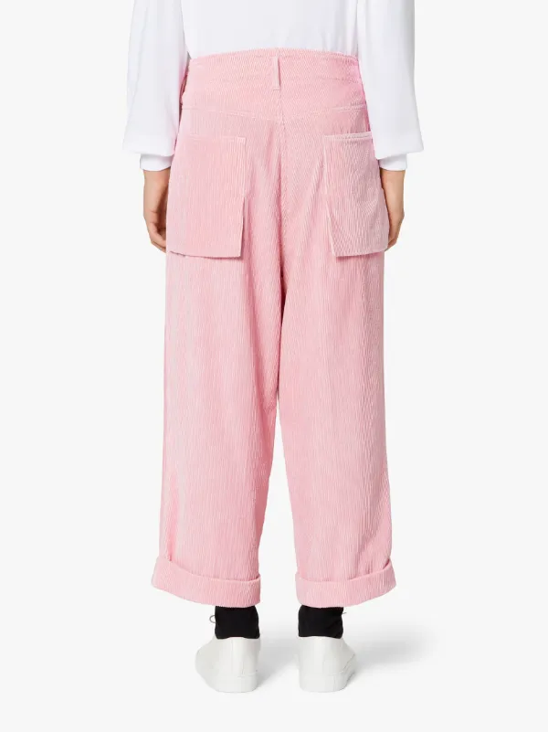 TOKYO Pink Linen & Cotton Blend Oversized Corduroy Trousers | GTF-300