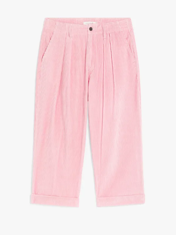 TOKYO Pink Linen & Cotton Blend Oversized Corduroy Trousers | GTF-300