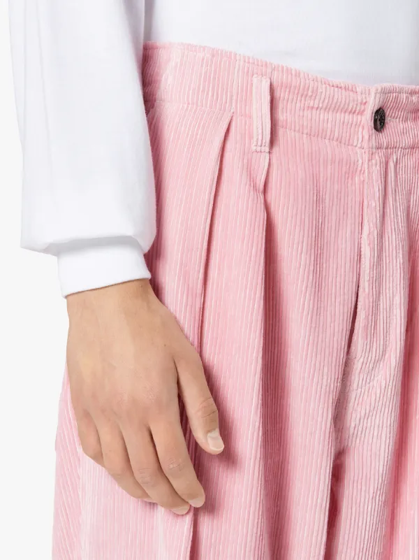 TOKYO Pink Linen & Cotton Blend Oversized Corduroy Trousers | GTF-300