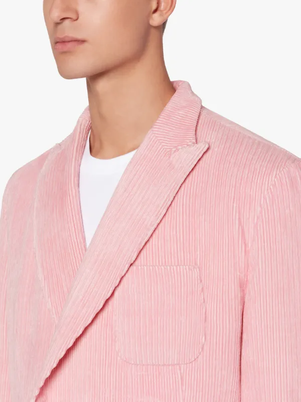 TOKYO Pink Linen & Cotton Corduroy Double Breasted Jacket | GBF-100