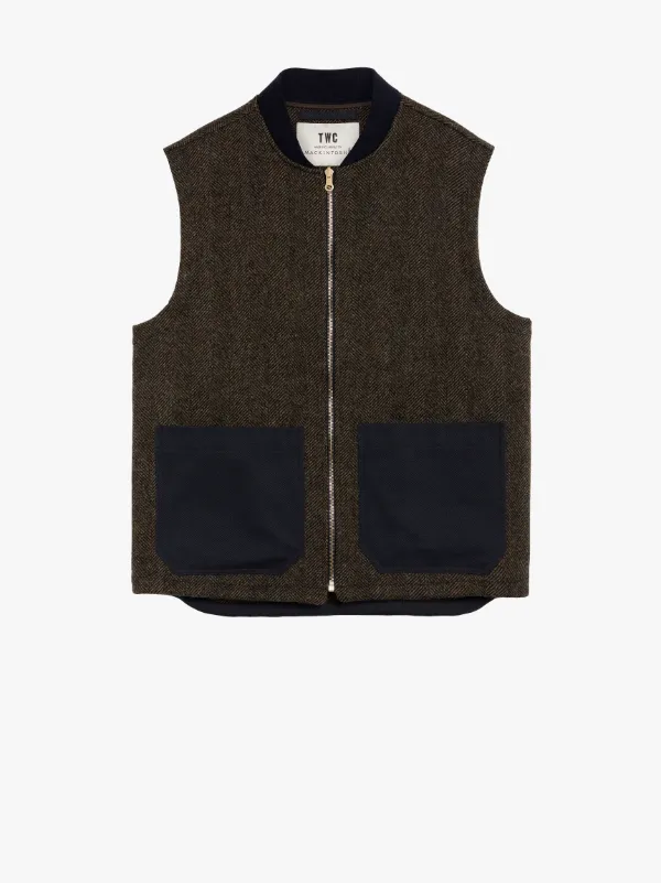 TWC Herringbone Wool Gilet