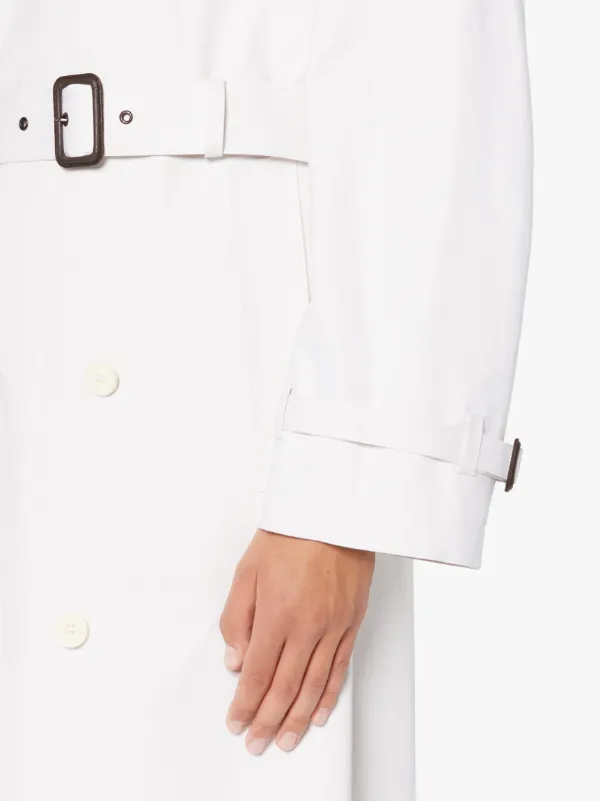 VIENNA White Bonded Cotton Trench Coat | GRF-305