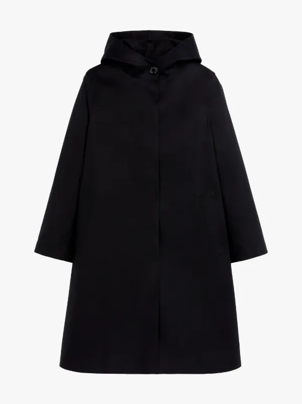 WATTEN Black Bonded Cotton Hooded Coat | LR-1023