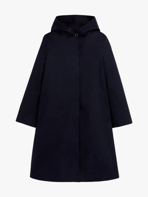 WATTEN Navy Bonded Cotton Hooded Coat | LR-1023