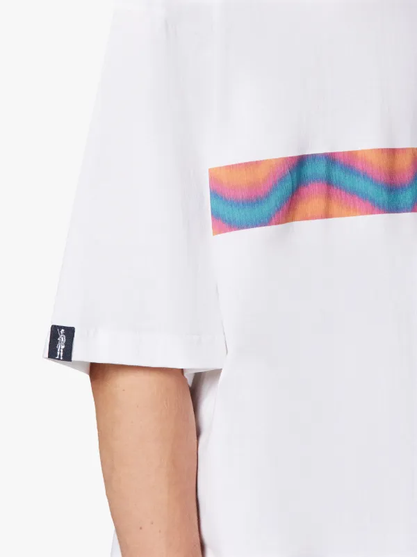 WAVE White Cotton Drop Shoulder T-Shirt | GJM-218