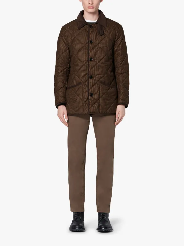 WAVERLY Brown Houndstooth Quilted Wool Jacket | GQ-1001