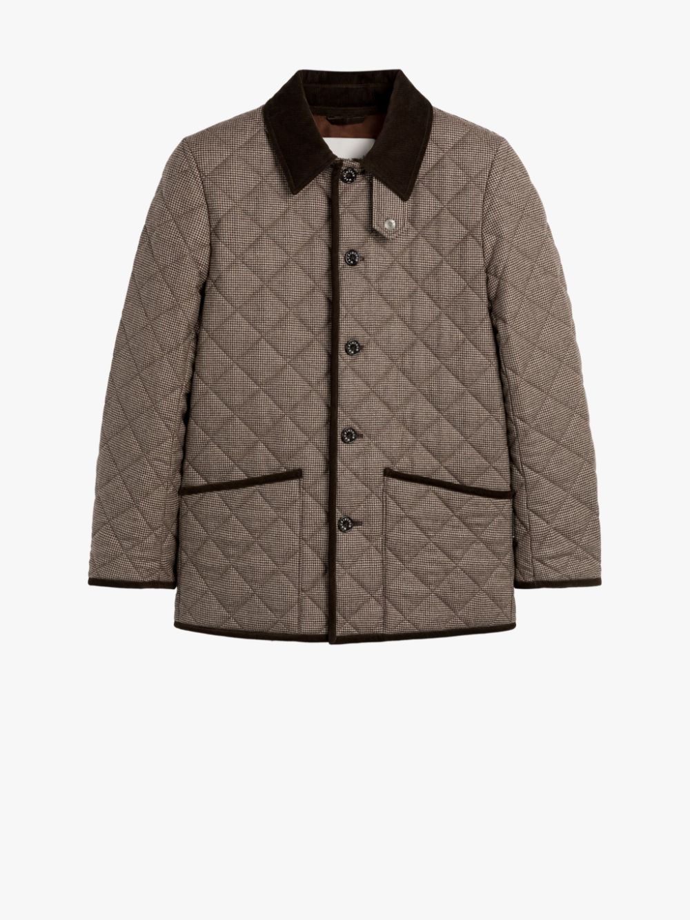 WAVERLY Brown Houndstooth Wool Quilted Jacket | Mackintosh